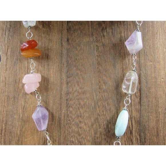 16 Inch Sterling Silver Shell Amethyst Citrine Rose Quartz Necklace - Picture 2 of 7
